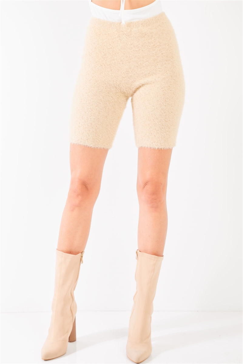 High Waist Warm Fuzzy Biker Shorts