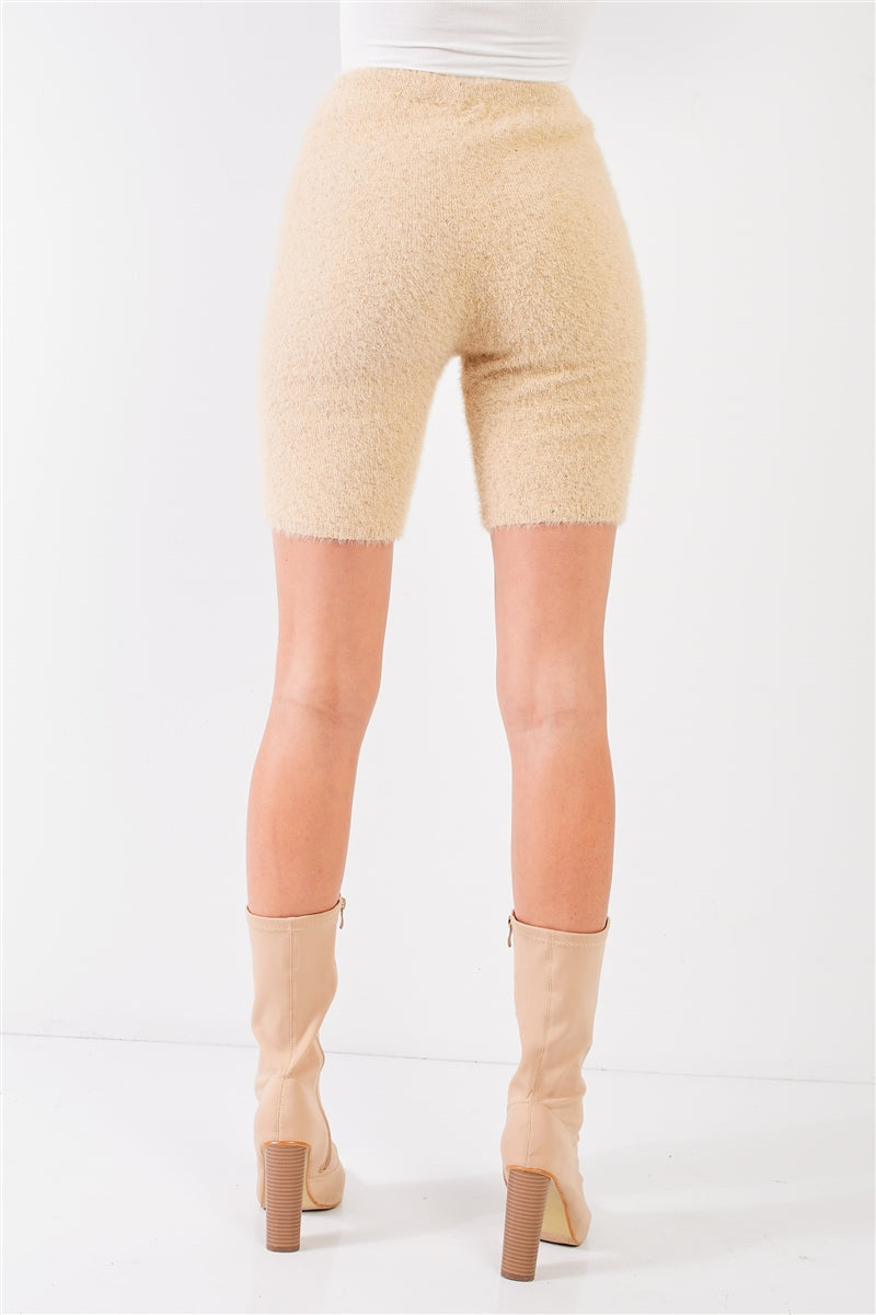 High Waist Warm Fuzzy Biker Shorts