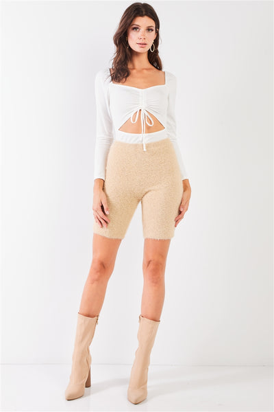 High Waist Warm Fuzzy Biker Shorts