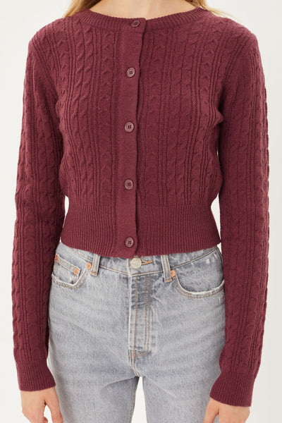 Buttoned Cable Knit Cardigan Sweater