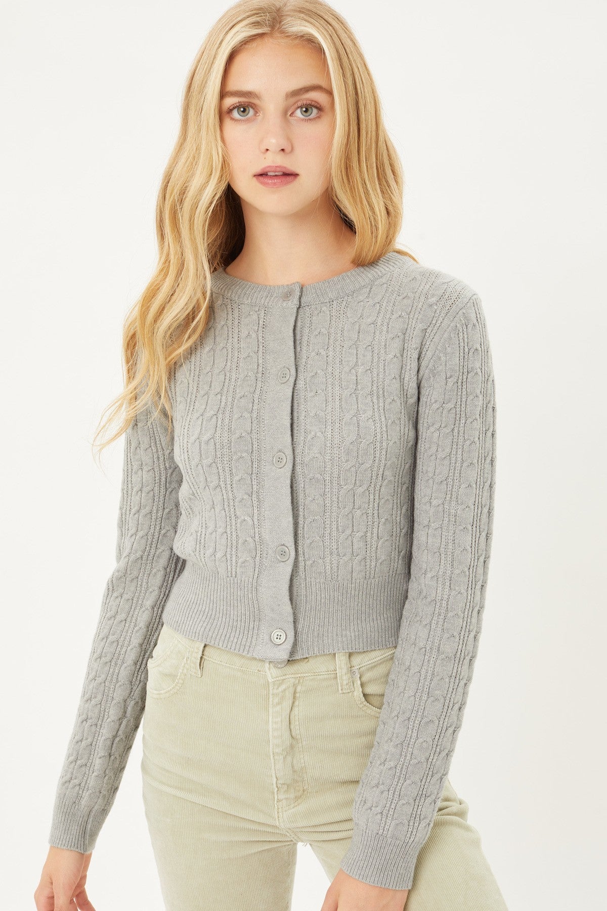 Buttoned Cable Knit Cardigan Sweater