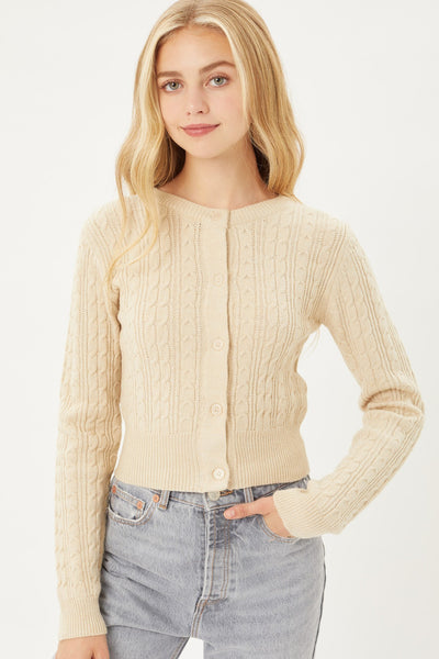 Buttoned Cable Knit Cardigan Sweater