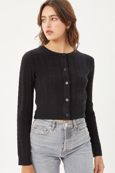 Buttoned Cable Knit Cardigan Sweater
