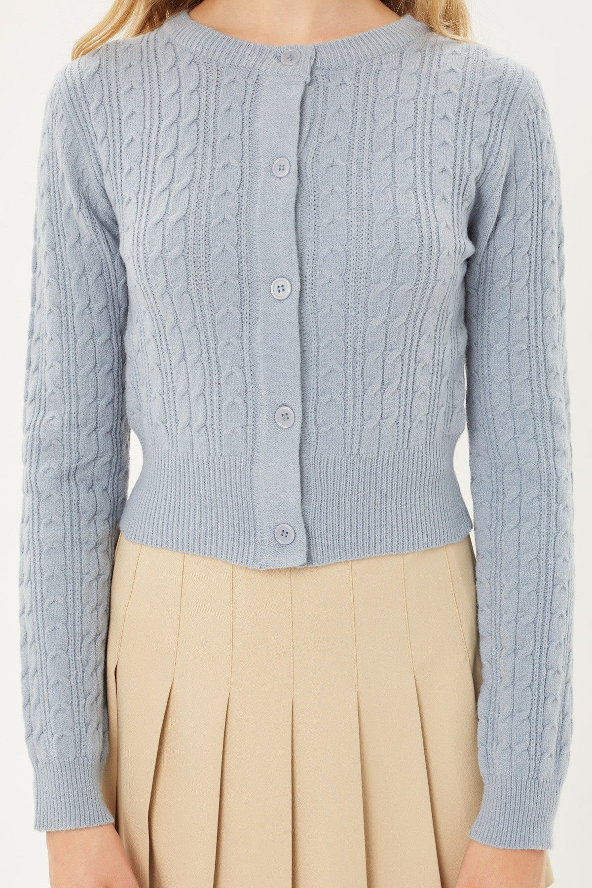 Buttoned Cable Knit Cardigan Sweater