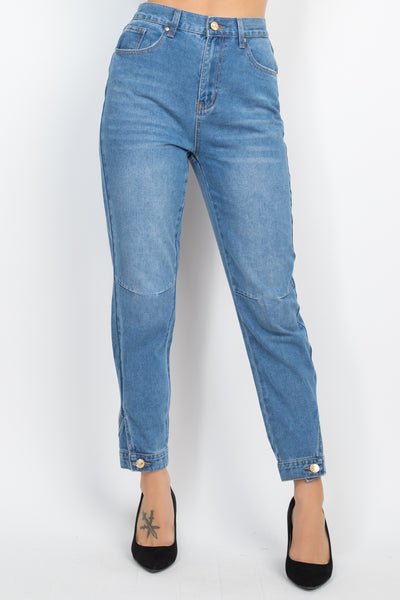 Cuffed High Waist Mom Jeans