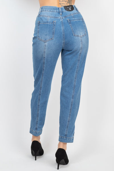 Cuffed High Waist Mom Jeans