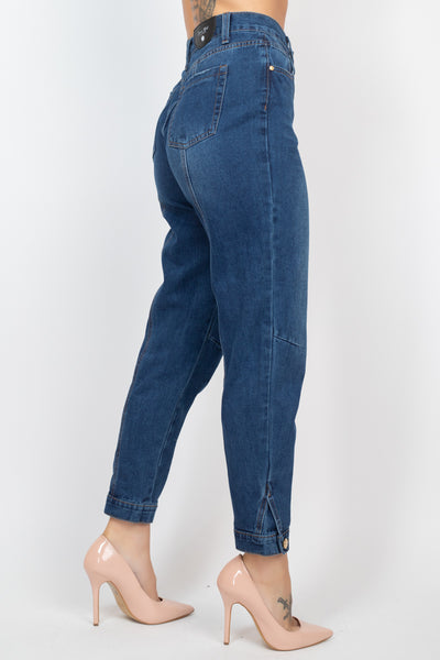 Cuffed High Waist Mom Jeans