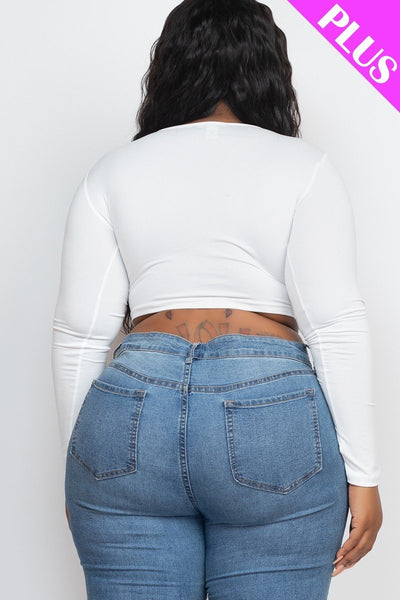 Plus Drawstring Ruched Cutout Crop Top