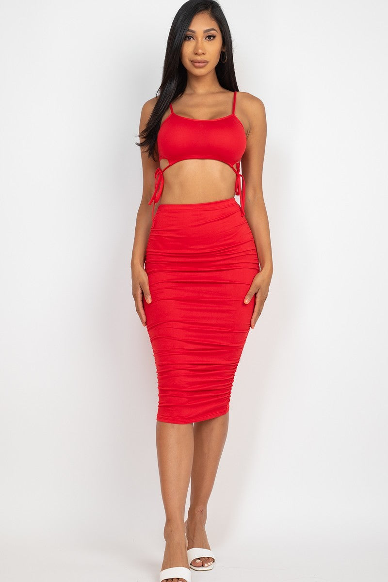 Cut-out Crop Top & Midi Skirt Set