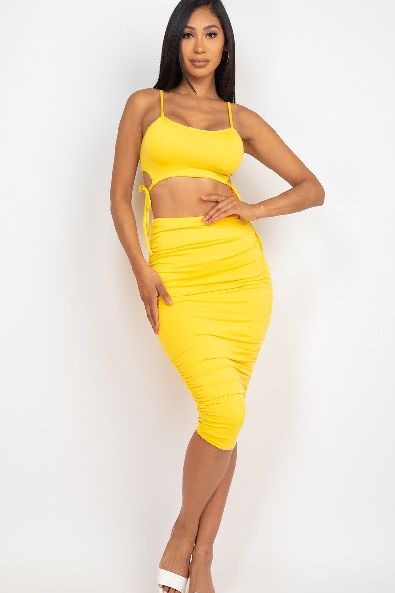 Cut-out Crop Top & Midi Skirt Set