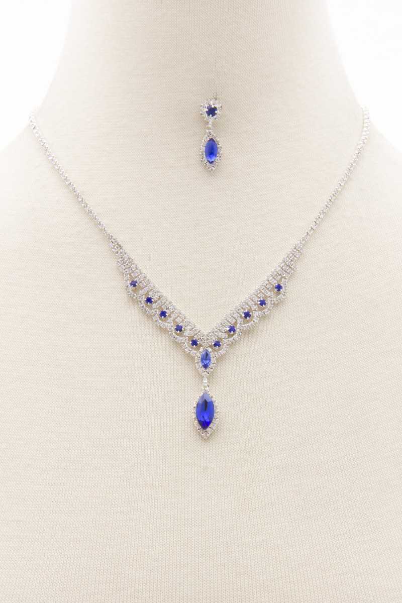 Marquise Shape Rhinestone Necklace