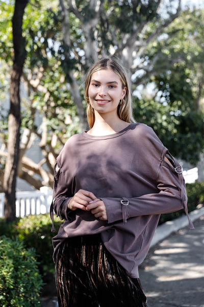 Long Sleeve Cut-out Buckle Top