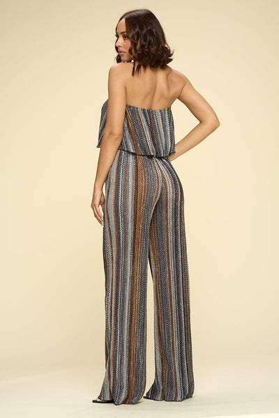 Strapless Crop Top and Palazzo Pants Set
