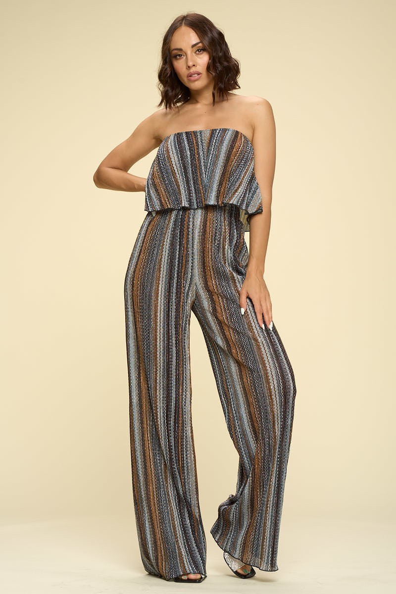 Strapless Crop Top and Palazzo Pants Set