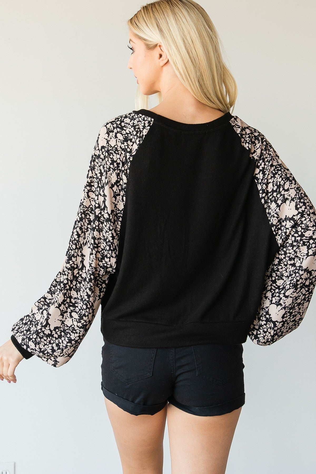 Floral Print Bubble Sleeve Top
