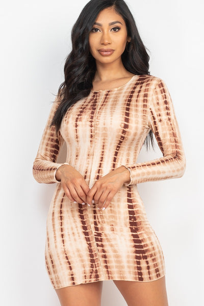 Tie-dye Lettuce Trim Bodycon Dress