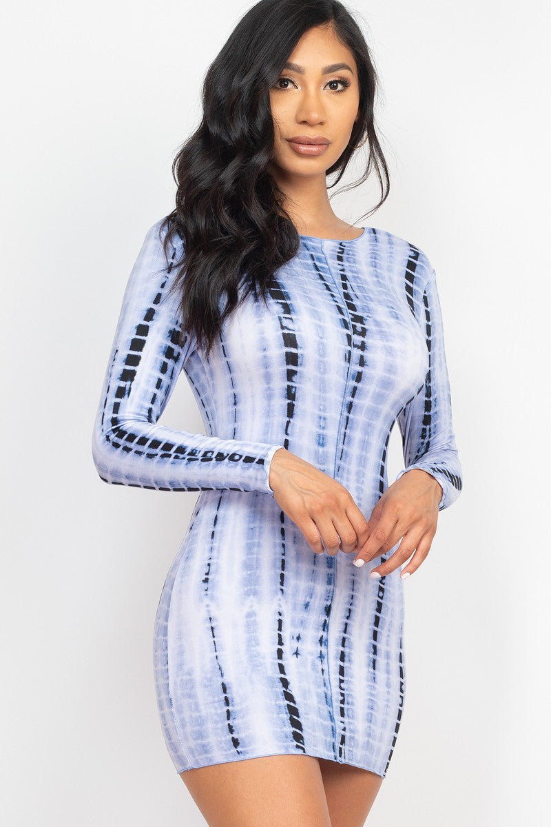 Tie-dye Lettuce Trim Bodycon Dress