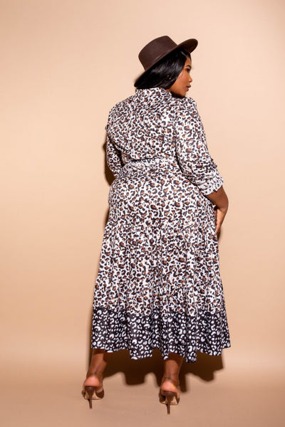 Flowy Animal Print Shirt Dress