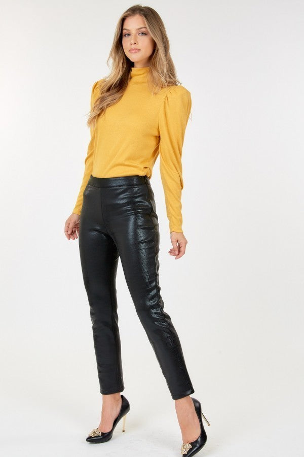 High Waist Vinyl Ankle Pants