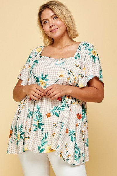 Plus Floral Baby Doll Top