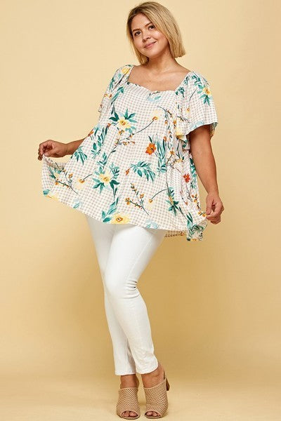 Plus Floral Baby Doll Top