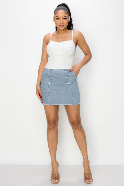 Raw Hem Denim Mini Skirt