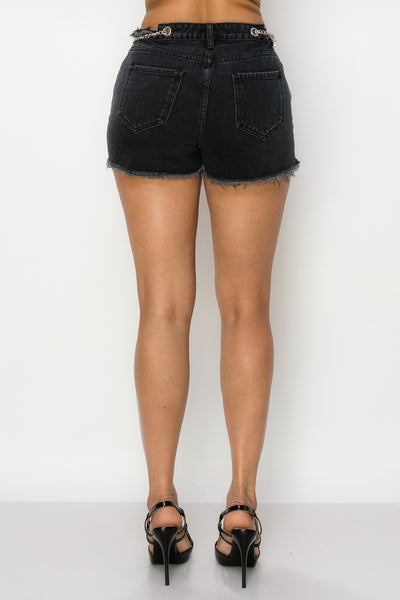 Side Chain Denim Shorts