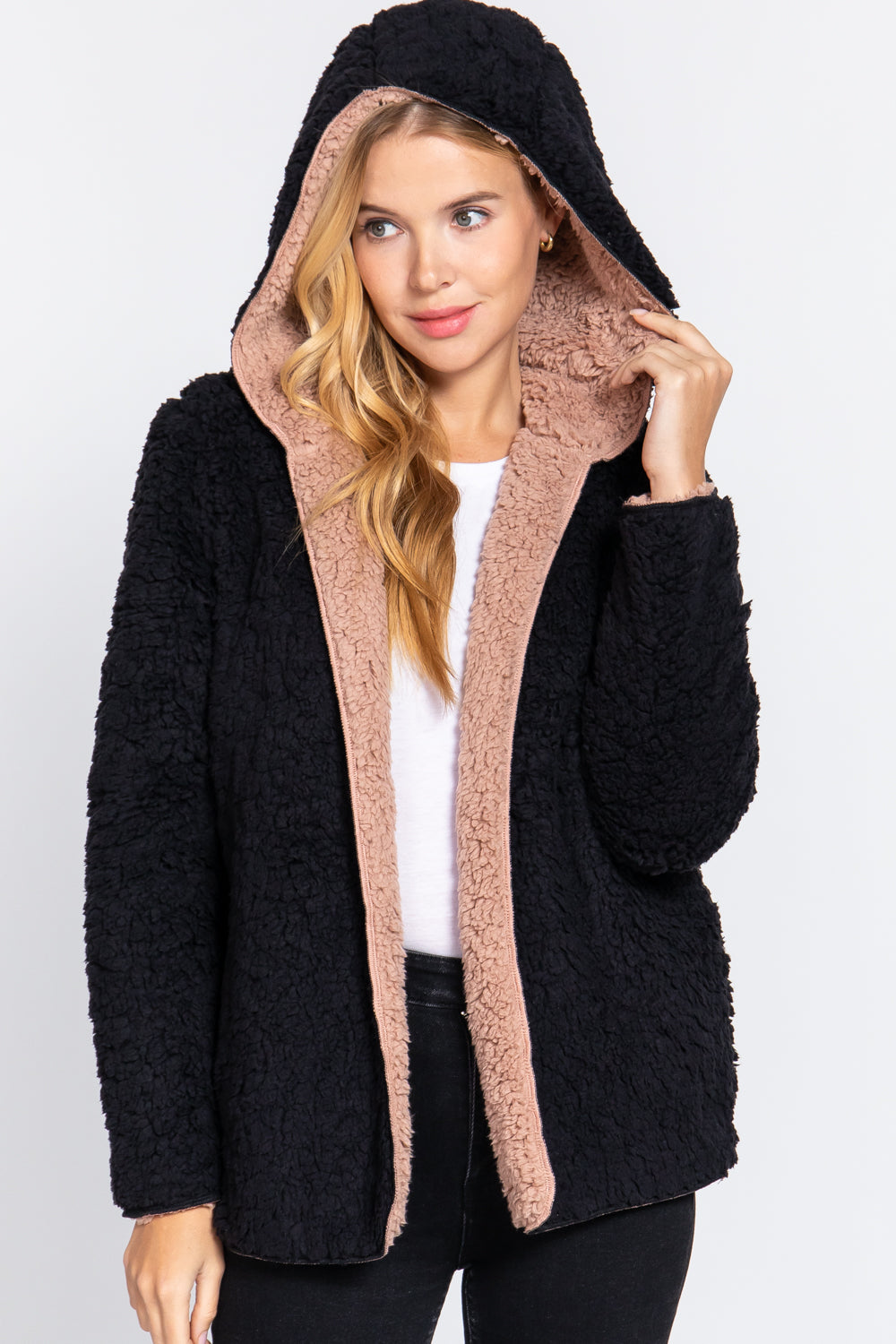 Hoodie Faux Fur Reversible Jacket