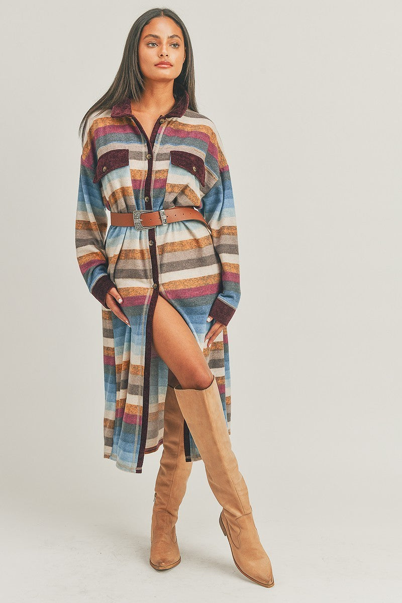 Stripped Retro Long Sleeve Dress