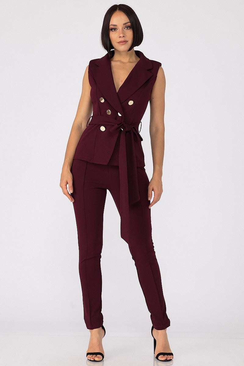 Sleeveless Pants Suit