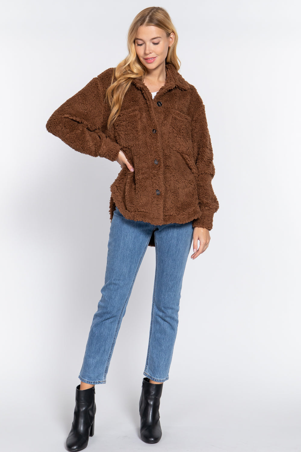 Long Sleeve Fuzzy Oversize Jacket