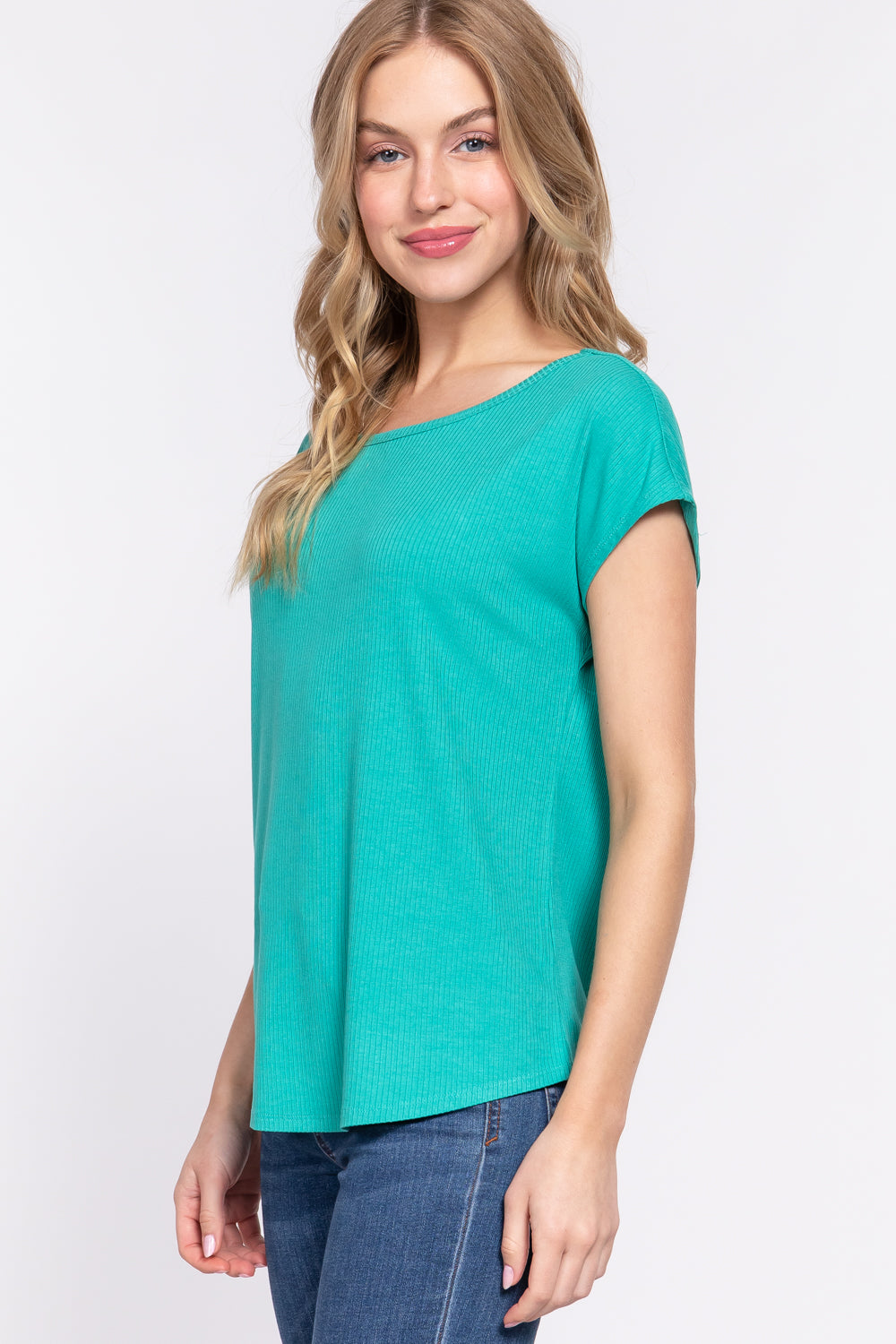 Short Sleeve Rib Knit Top