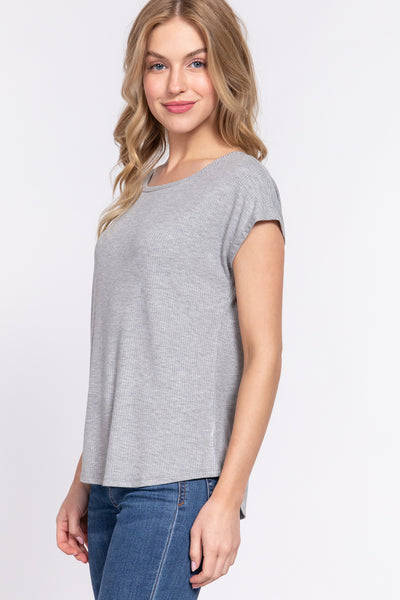 Short Sleeve Rib Knit Top