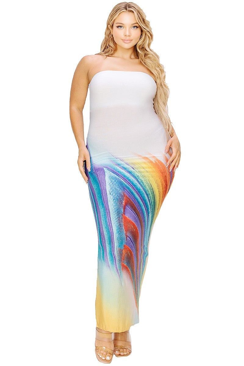 Plus gradient tube top maxi dress