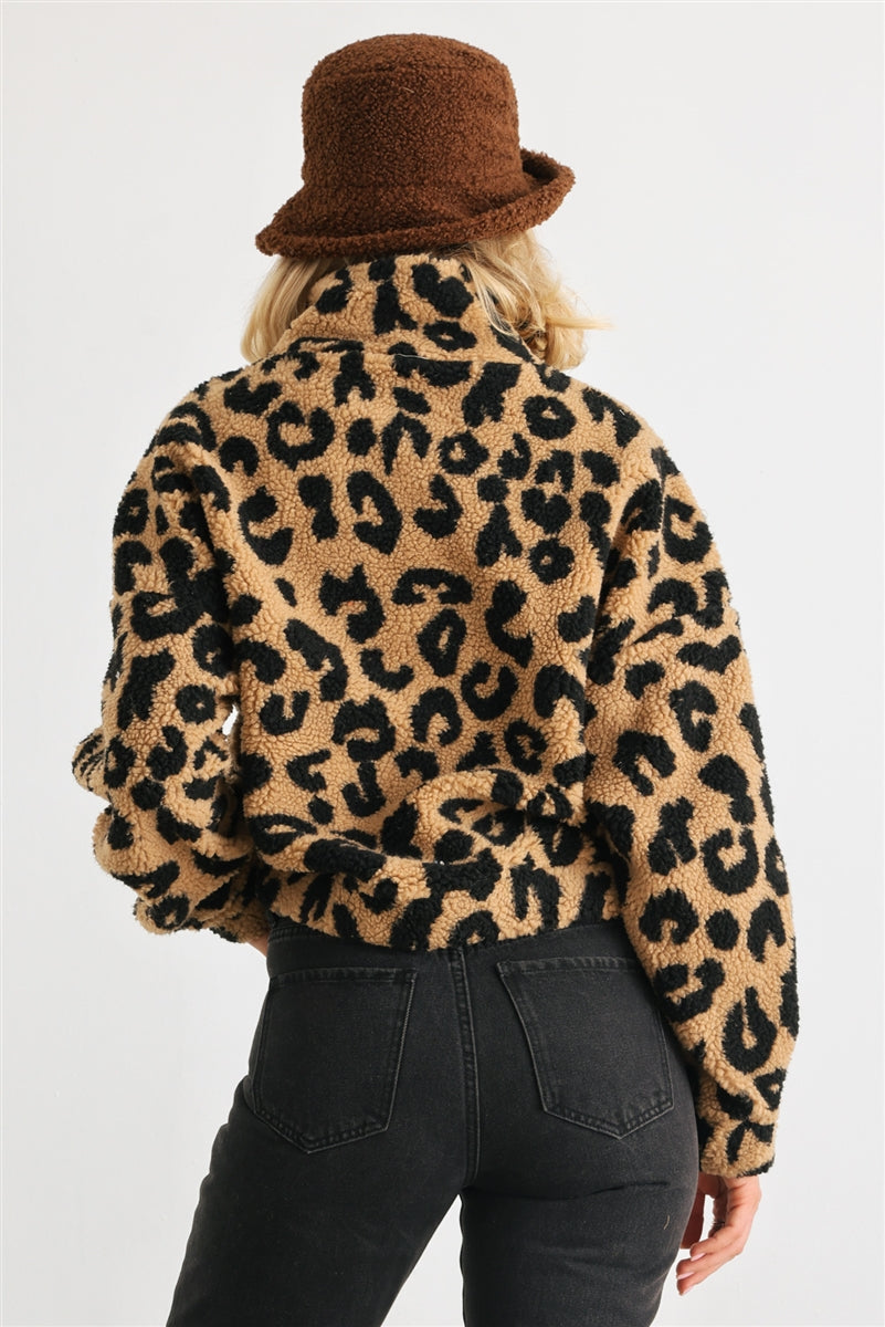 Leopard Teddy Zip-up Jacket