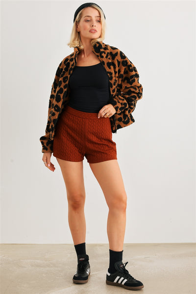 Leopard Teddy Zip-up Jacket