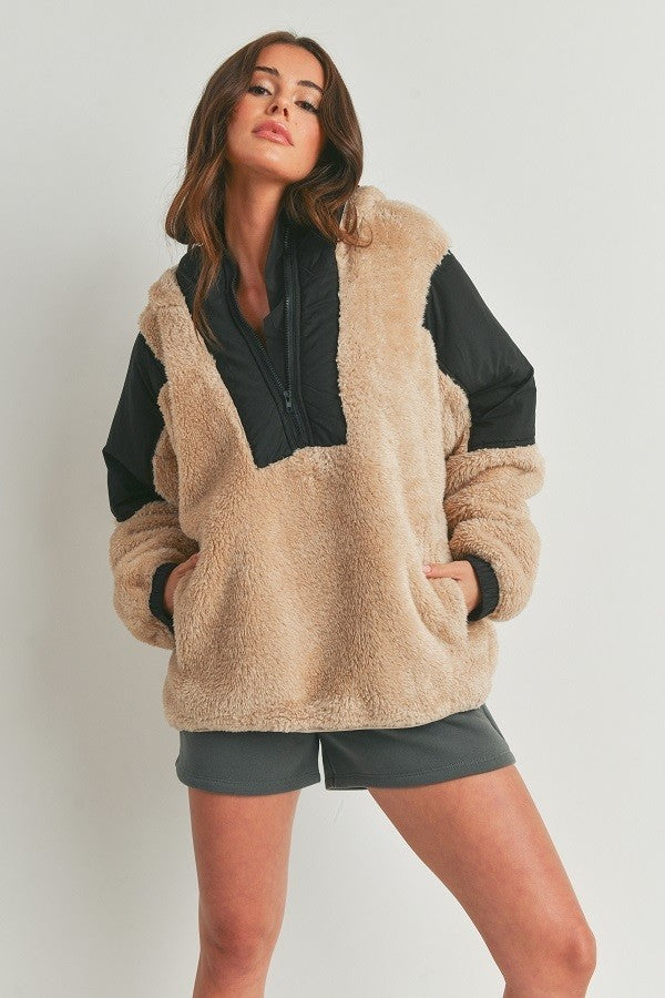 Two-tone Oversized Plush Jacket