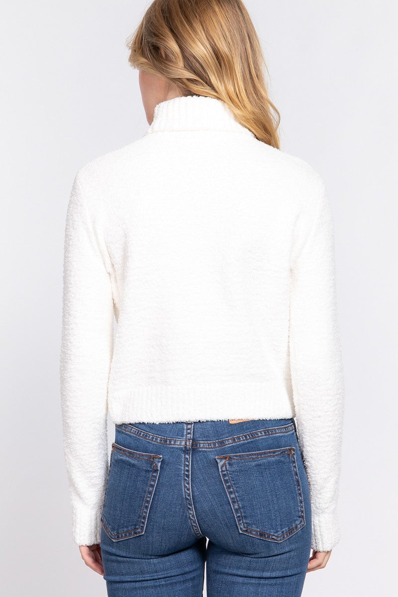 Long Sleeve Turtle Neck Fluffy Sweater