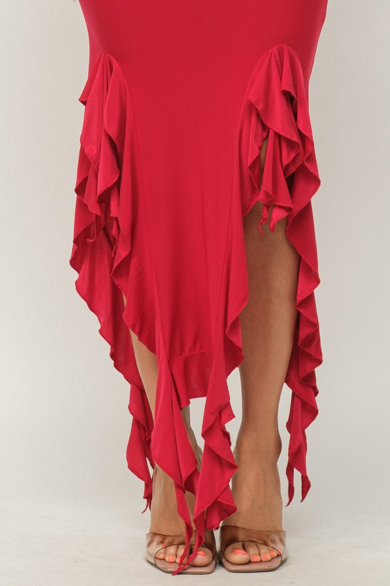 Ruffle Hem Maxi Dress