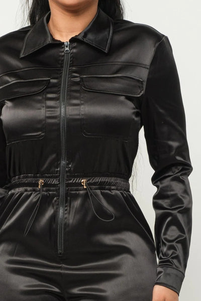 Sophie Satin Cargo Jumpsuit