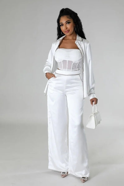 Long Sleeve Ivory Pants Set