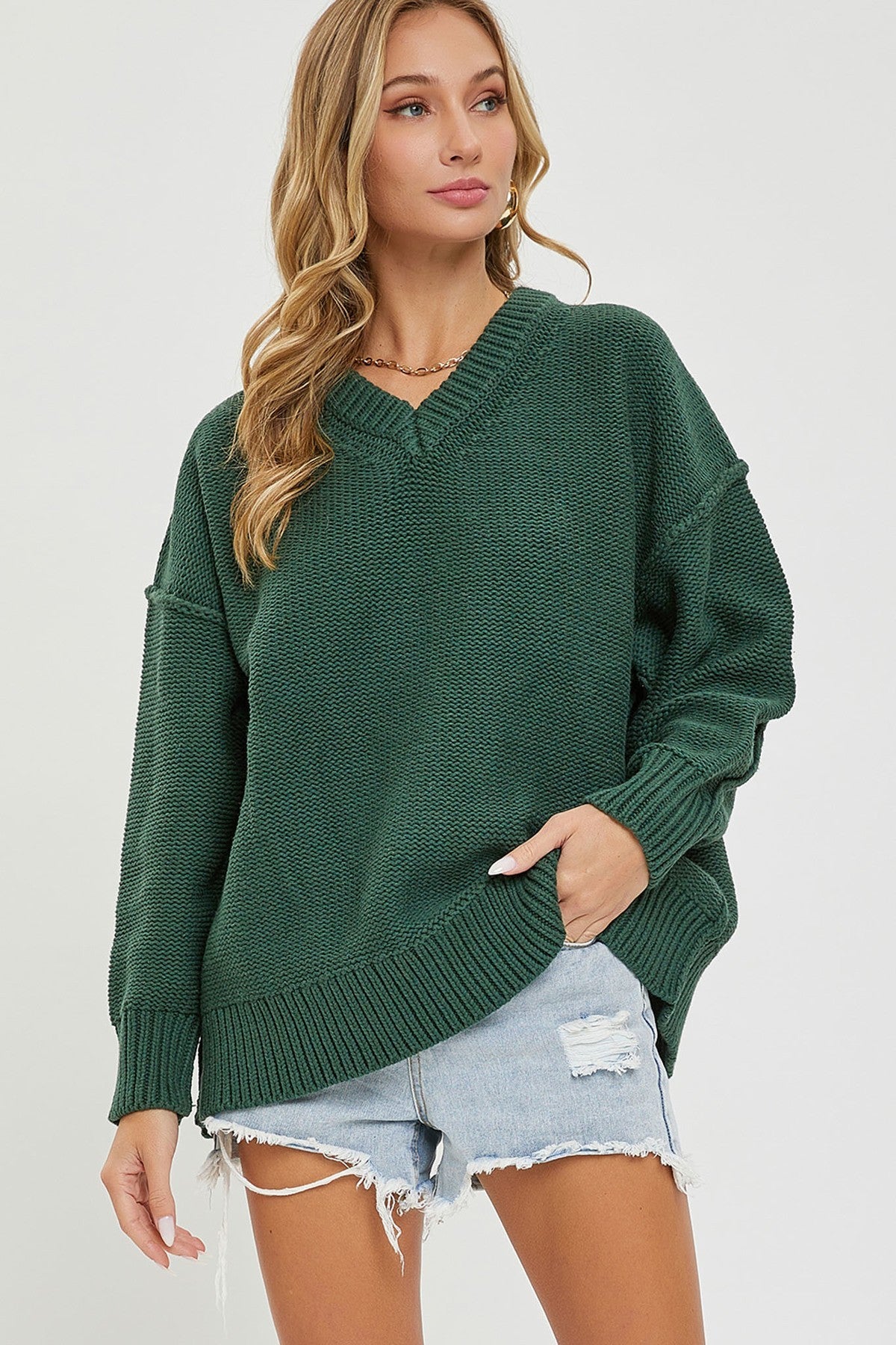 Women's V Neck Oversized Sweater