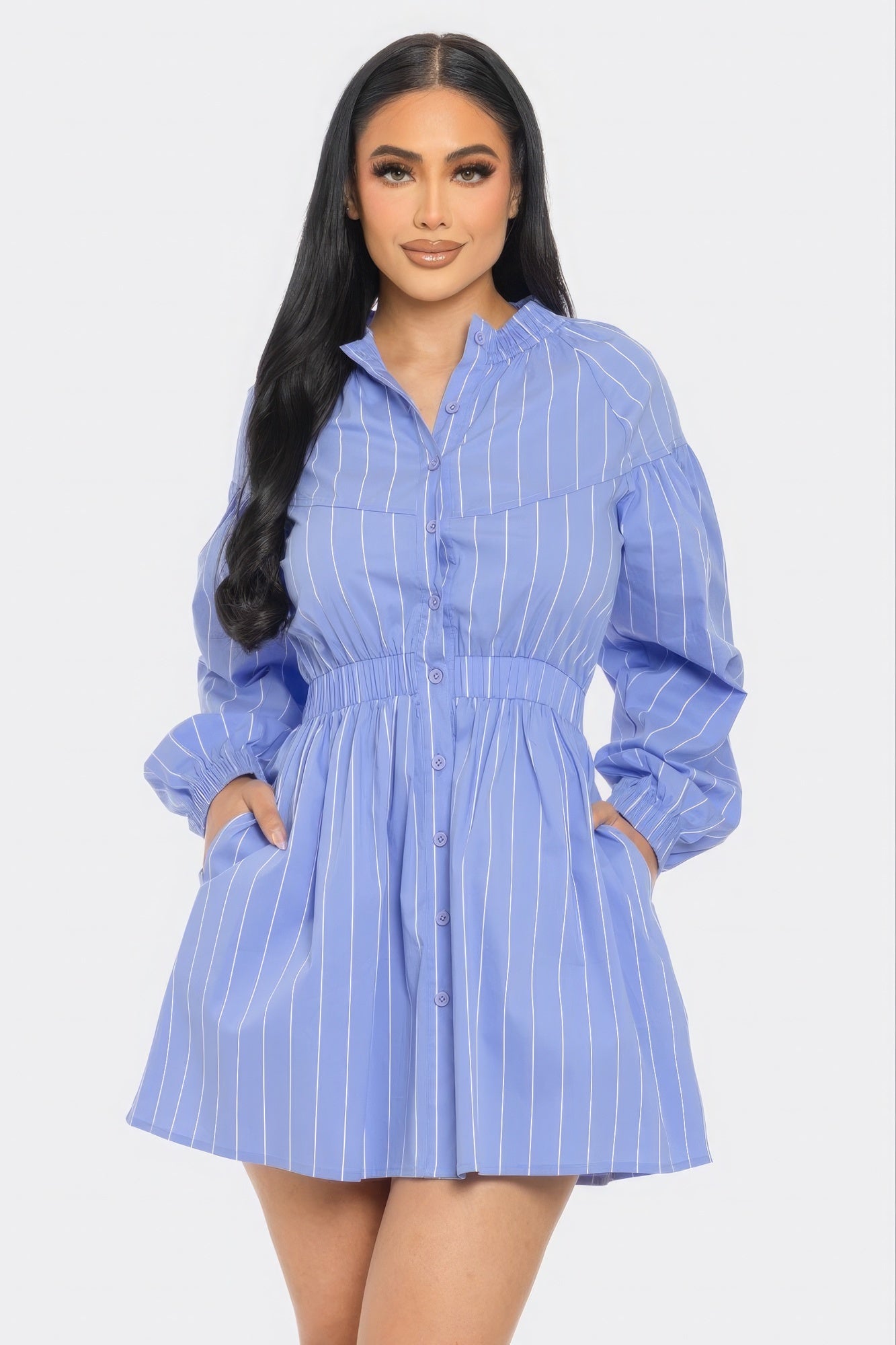 Long Sleeve Striped Mini Dress