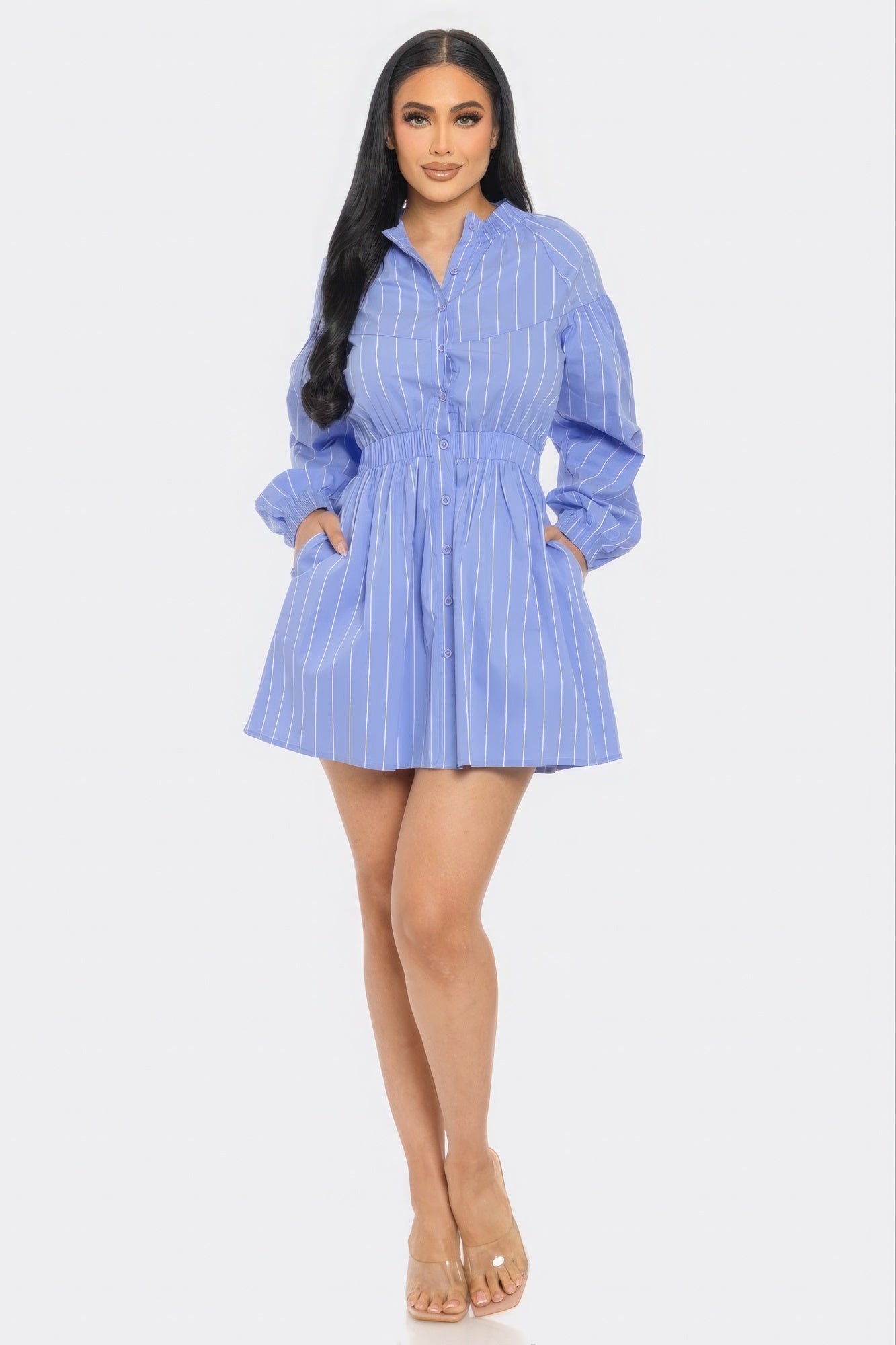 Long Sleeve Striped Mini Dress