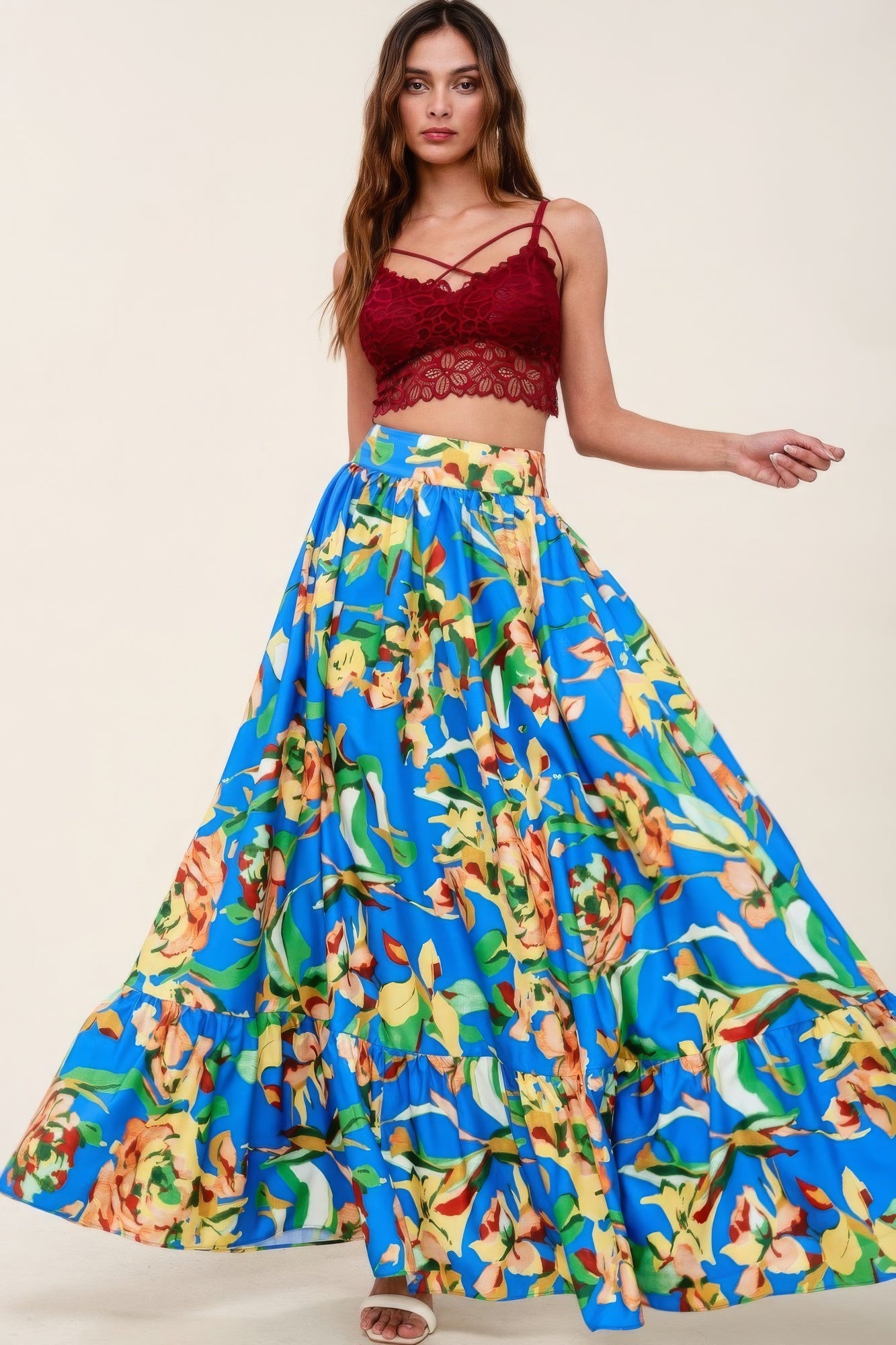 Flare Maxi Skirt With Pockets