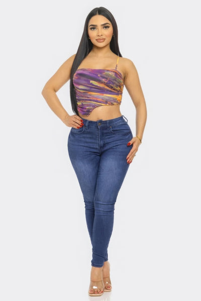 Vibrant Mesh Print Tank Top