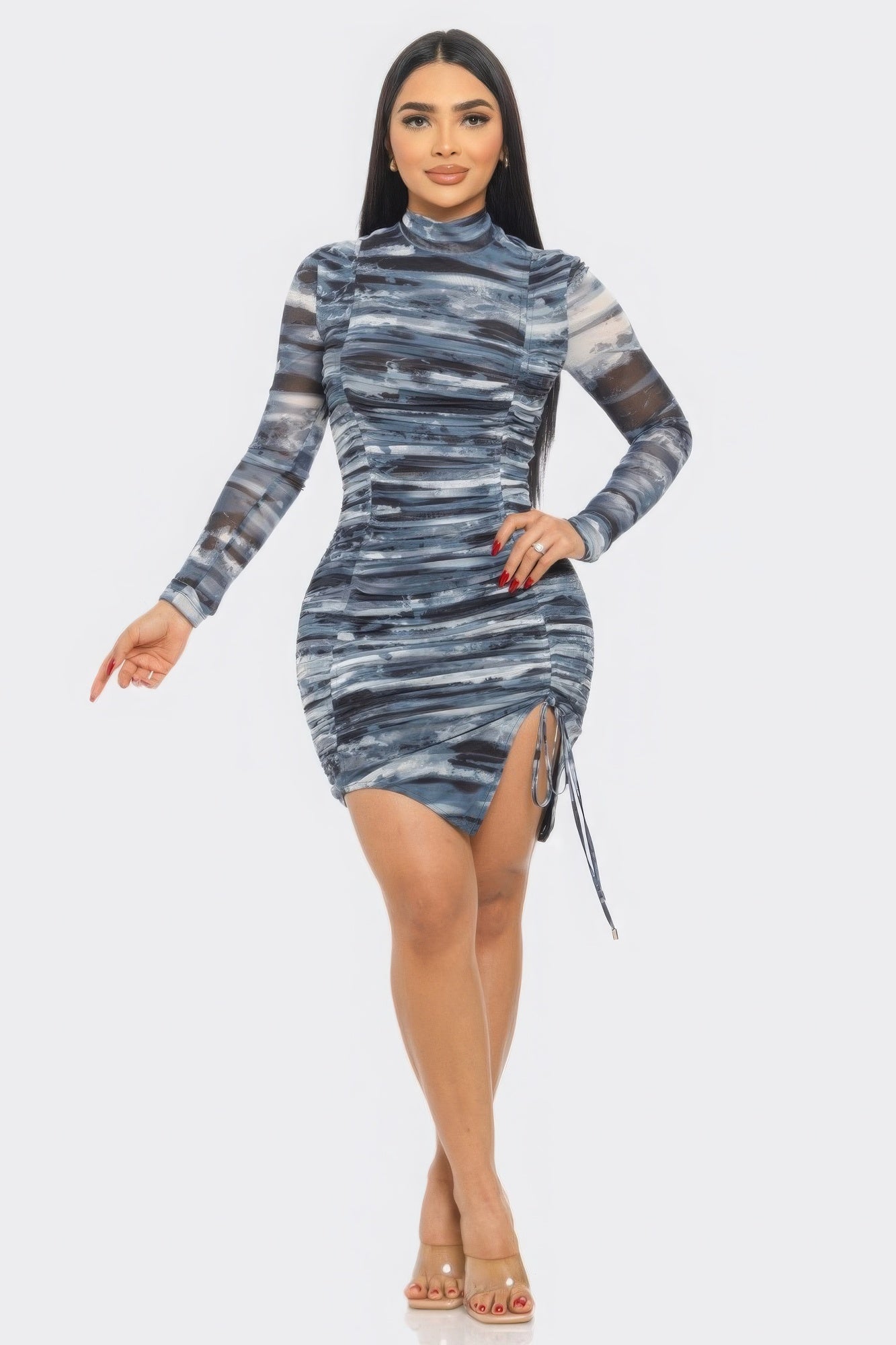 Nora Print Mesh Mini Dress