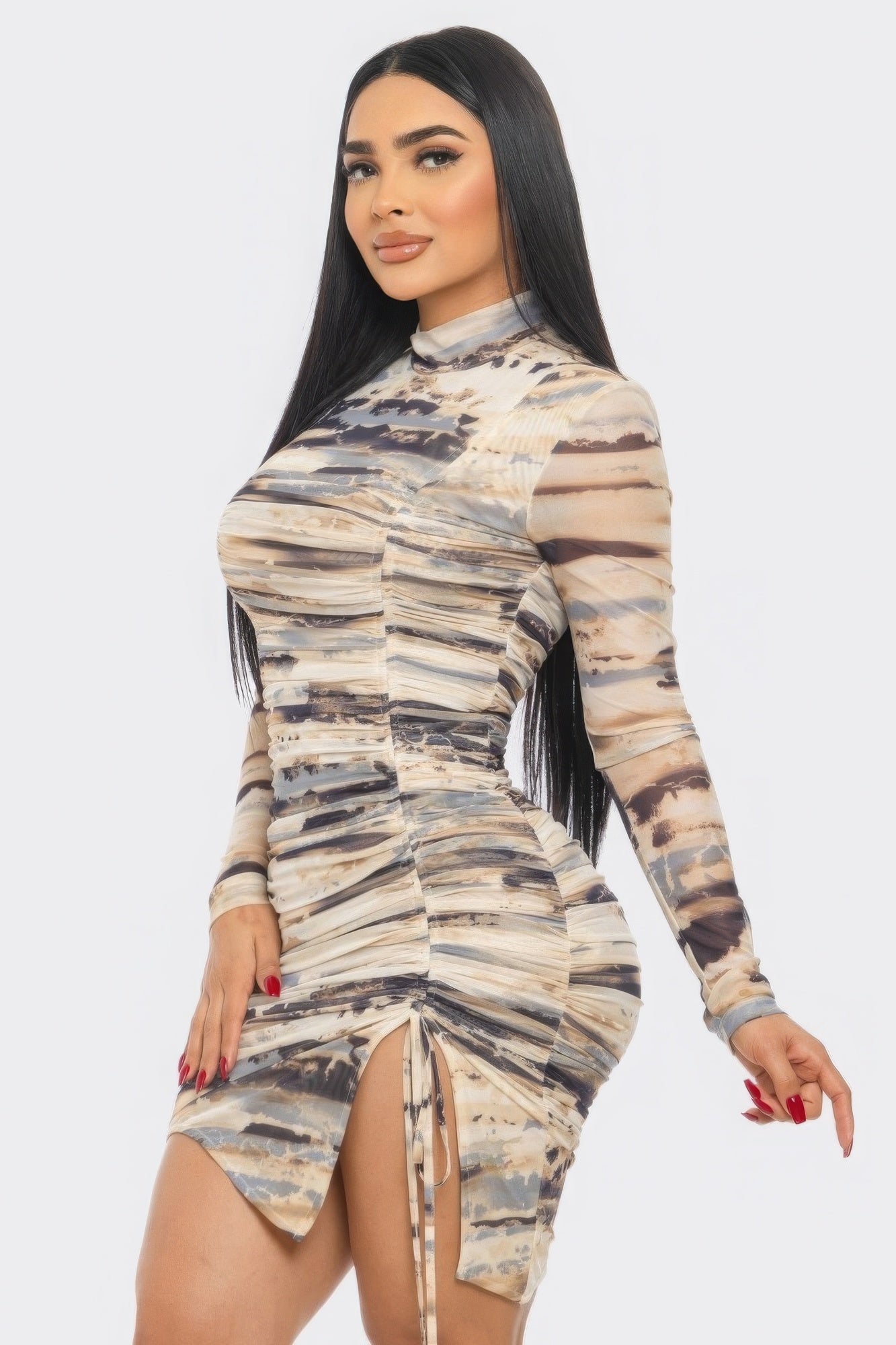 Nora Print Mesh Mini Dress