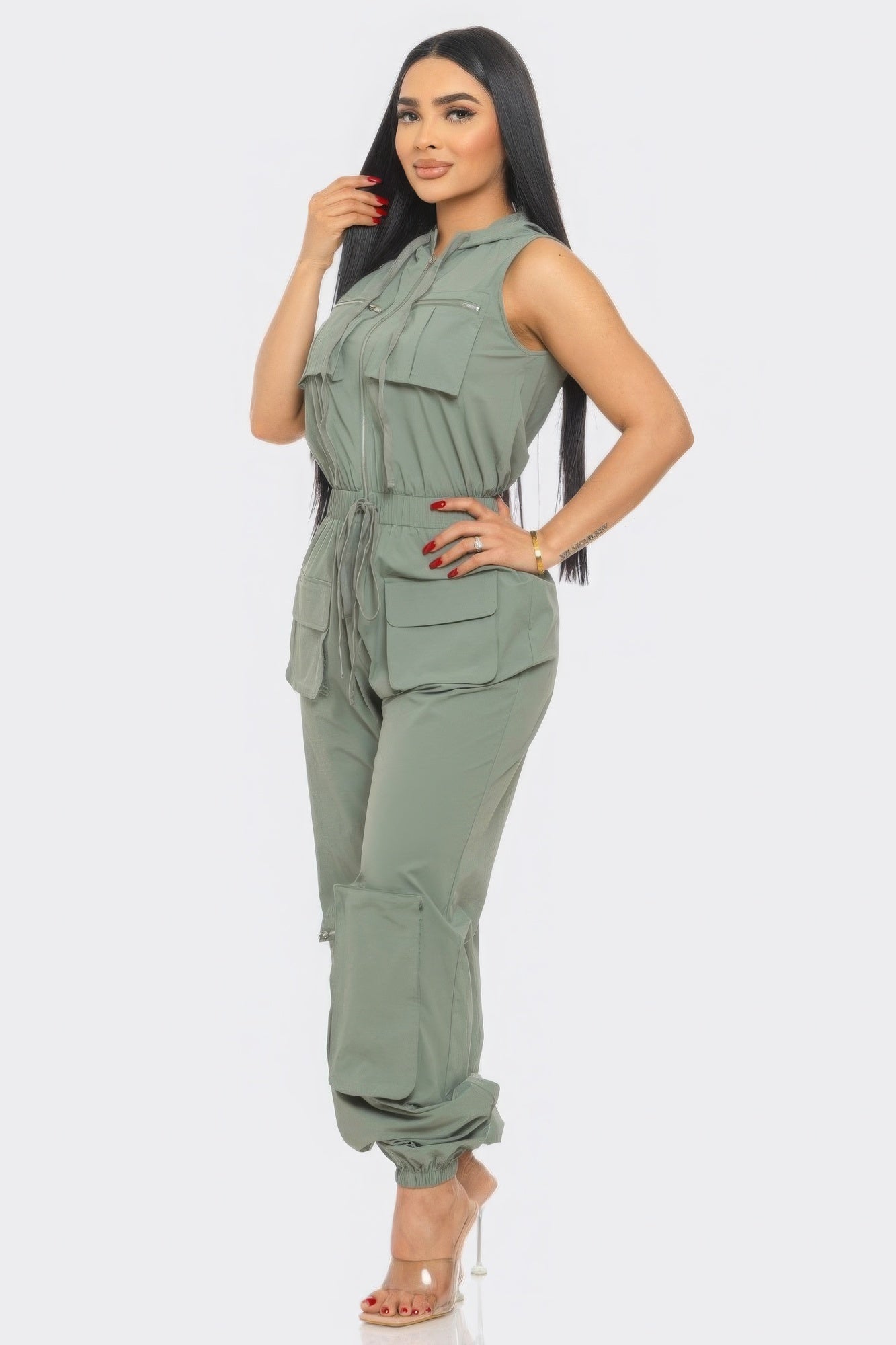 Aubrey Sleeveless Cargo Jumpsuit