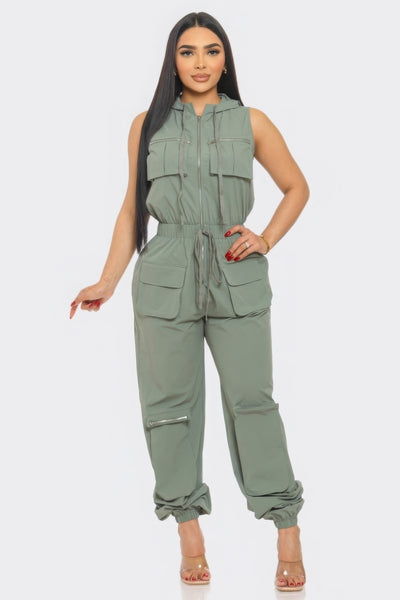 Aubrey Sleeveless Cargo Jumpsuit